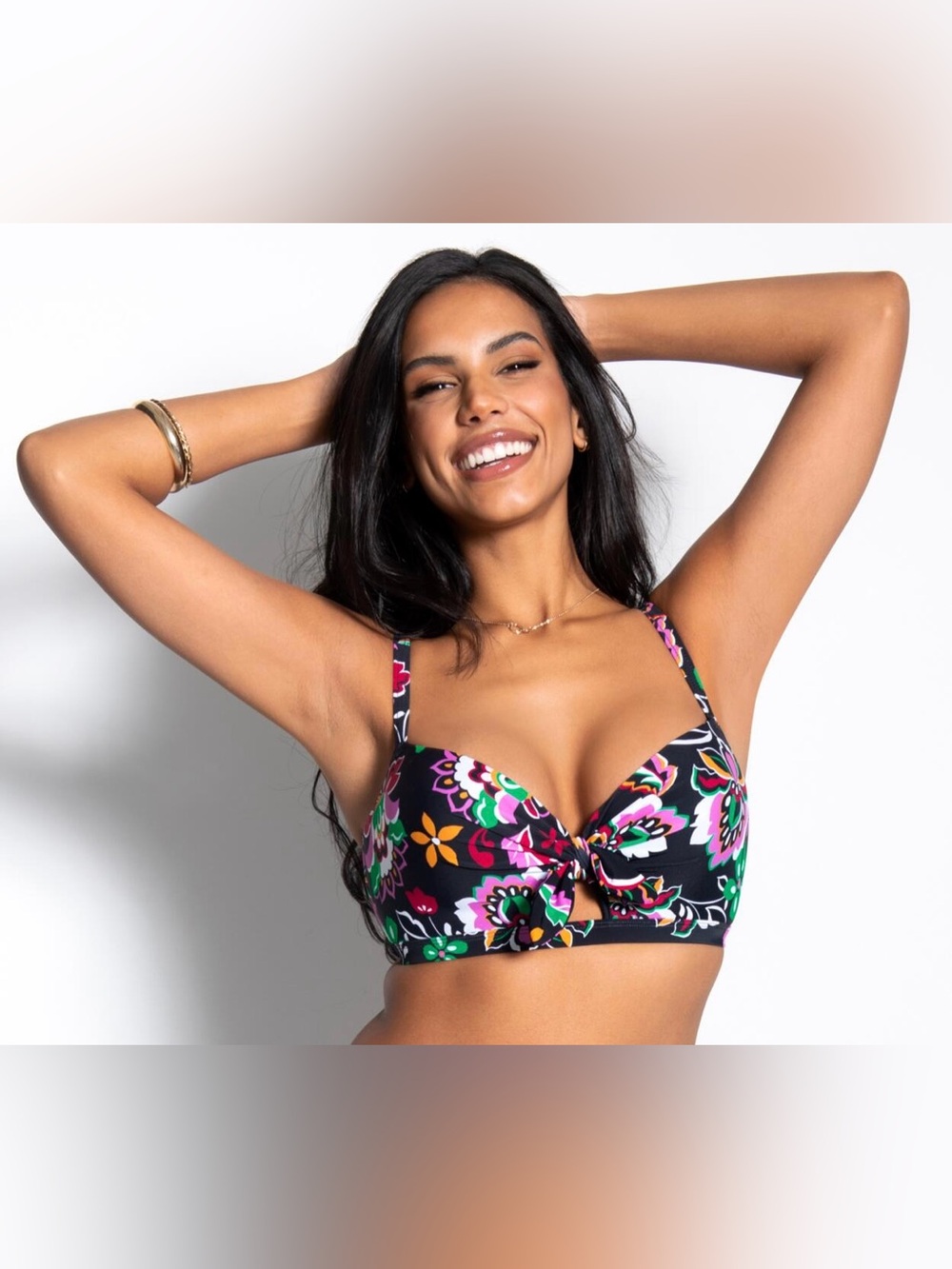 Pour Moi Sunshine Floral Padded Underwire Tie-Front Bikini Top